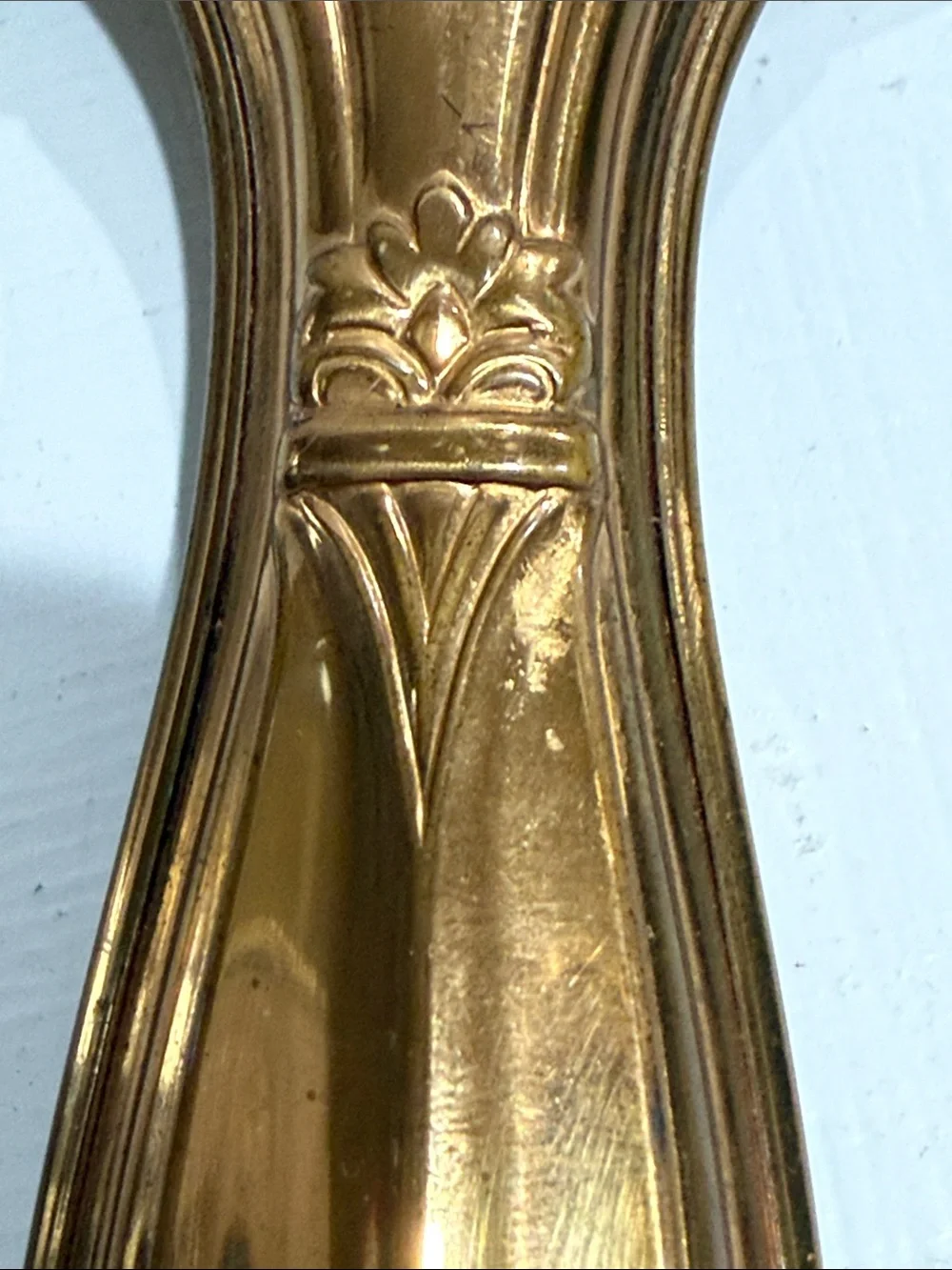 Mid Century Hollywood Regency Hand Held Mirror with Floral Detail 1950’s